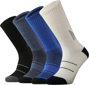 KMM Men's Merino Wool Cushion Crew Socks Moisture Wicking Control Medium Weight Warm for Outdoor Hiking Hike Trail Cycling