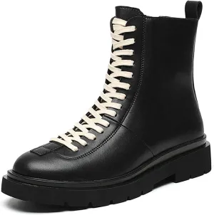 Lace Up Boots for Men Derby White Lace Height Increasing Elevator Cowhide Leather Anti-Slip Non Slip Stylish Formal Dress