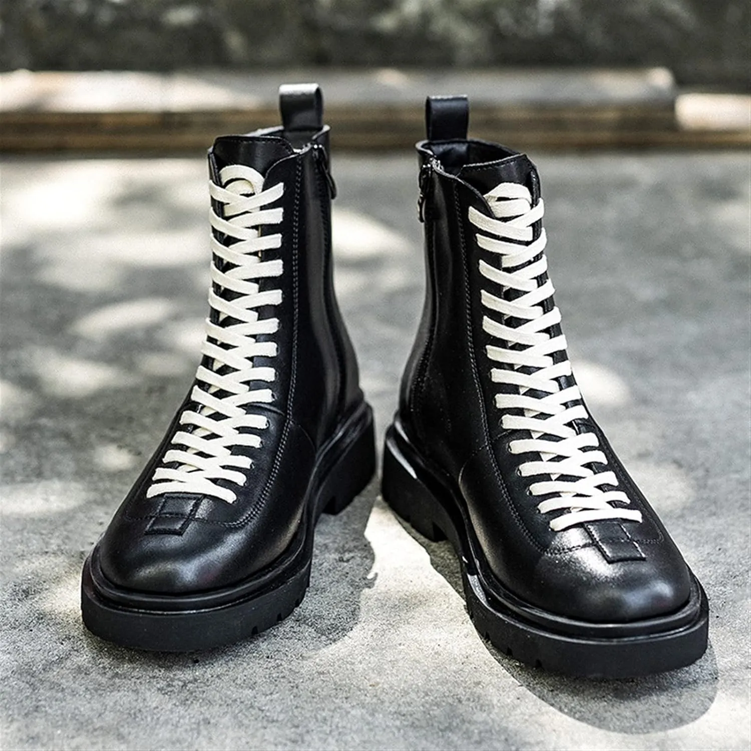 Lace Up Boots for Men Derby White Lace Height Increasing Elevator Cowhide Leather Anti-Slip Non Slip Stylish Formal Dress