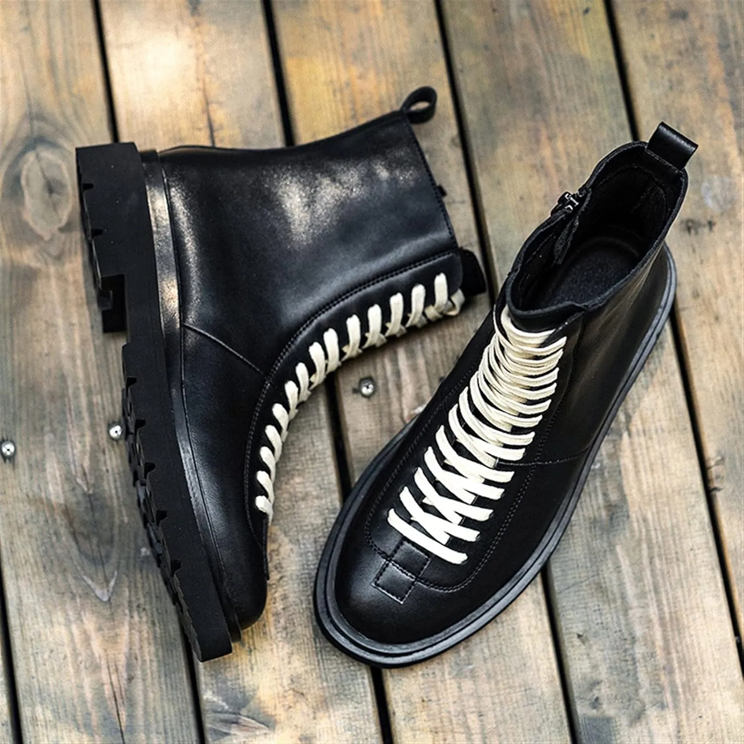 Lace Up Boots for Men Derby White Lace Height Increasing Elevator Cowhide Leather Anti-Slip Non Slip Stylish Formal Dress