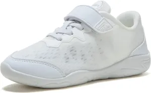 LANDHIKER Cheer Shoes for Girls & Youth Cheerleading Shoes Girls Youth White Competition Cheerleading Gear Training Athletic Flats Breathable Soft Comfortable Kids Cheer Sneaker