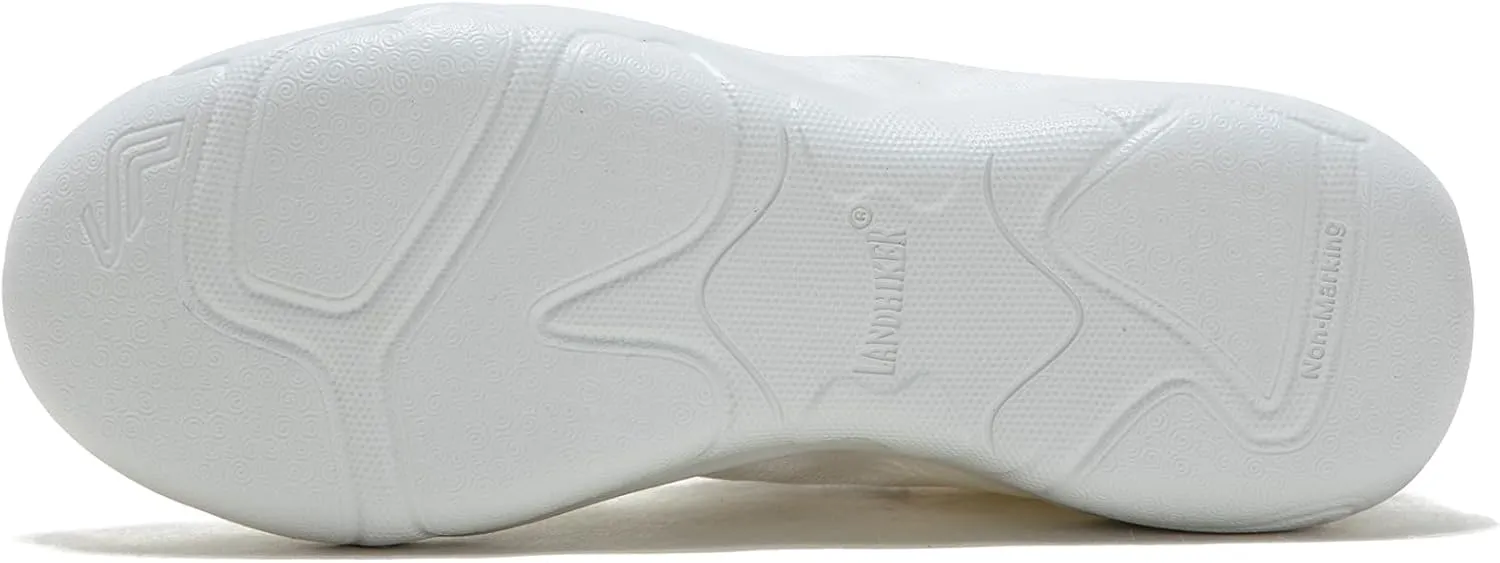 LANDHIKER Cheer Shoes for Girls & Youth Cheerleading Shoes Girls Youth White Competition Cheerleading Gear Training Athletic Flats Breathable Soft Comfortable Kids Cheer Sneaker