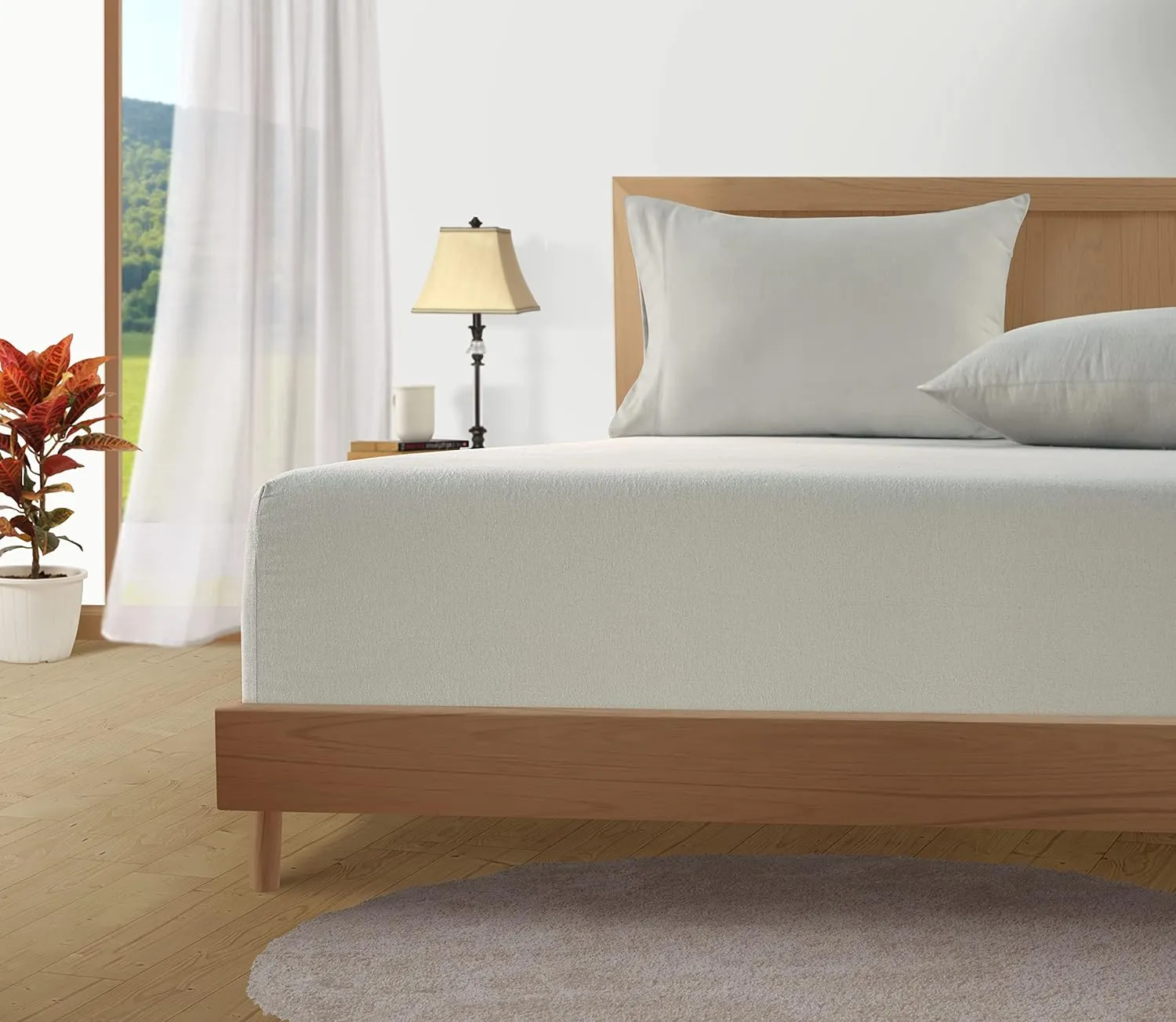 LANE LINEN 100% Cotton Cal King Flannel Sheets Set - Brushed for Extra Softness - Lightweight Cotton Flannel California King Sheets Set - Warm & Cozy Fall Bed Sheets with 15" Deep Pocket - Mineral