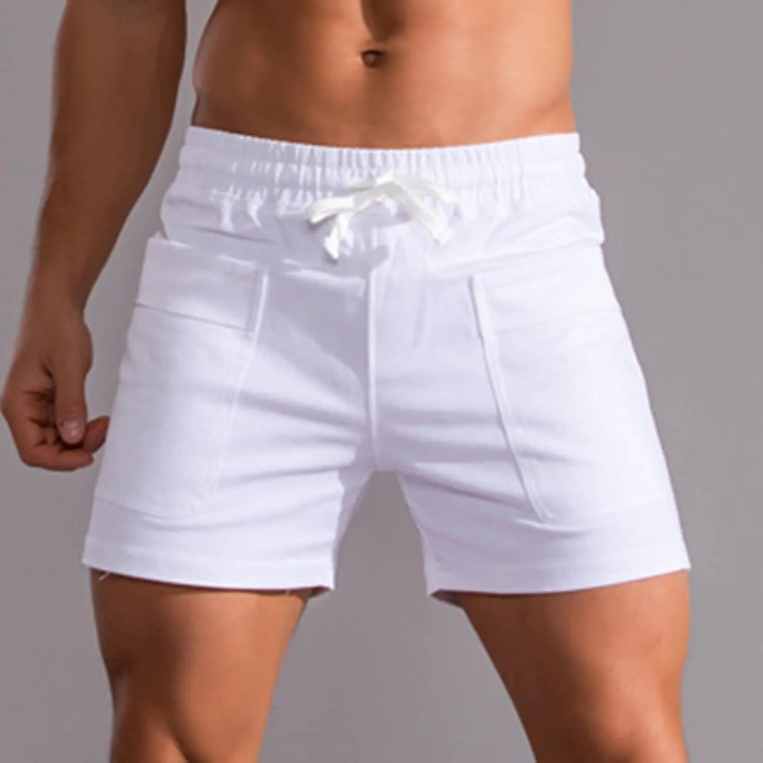 Lastesso Running Shorts Men Casual Flat Front Shorts Cotton Lightweight Running Shorts with Pockets Athletic Shorts Summer