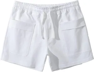 Lastesso Running Shorts Men Casual Flat Front Shorts Cotton Lightweight Running Shorts with Pockets Athletic Shorts Summer