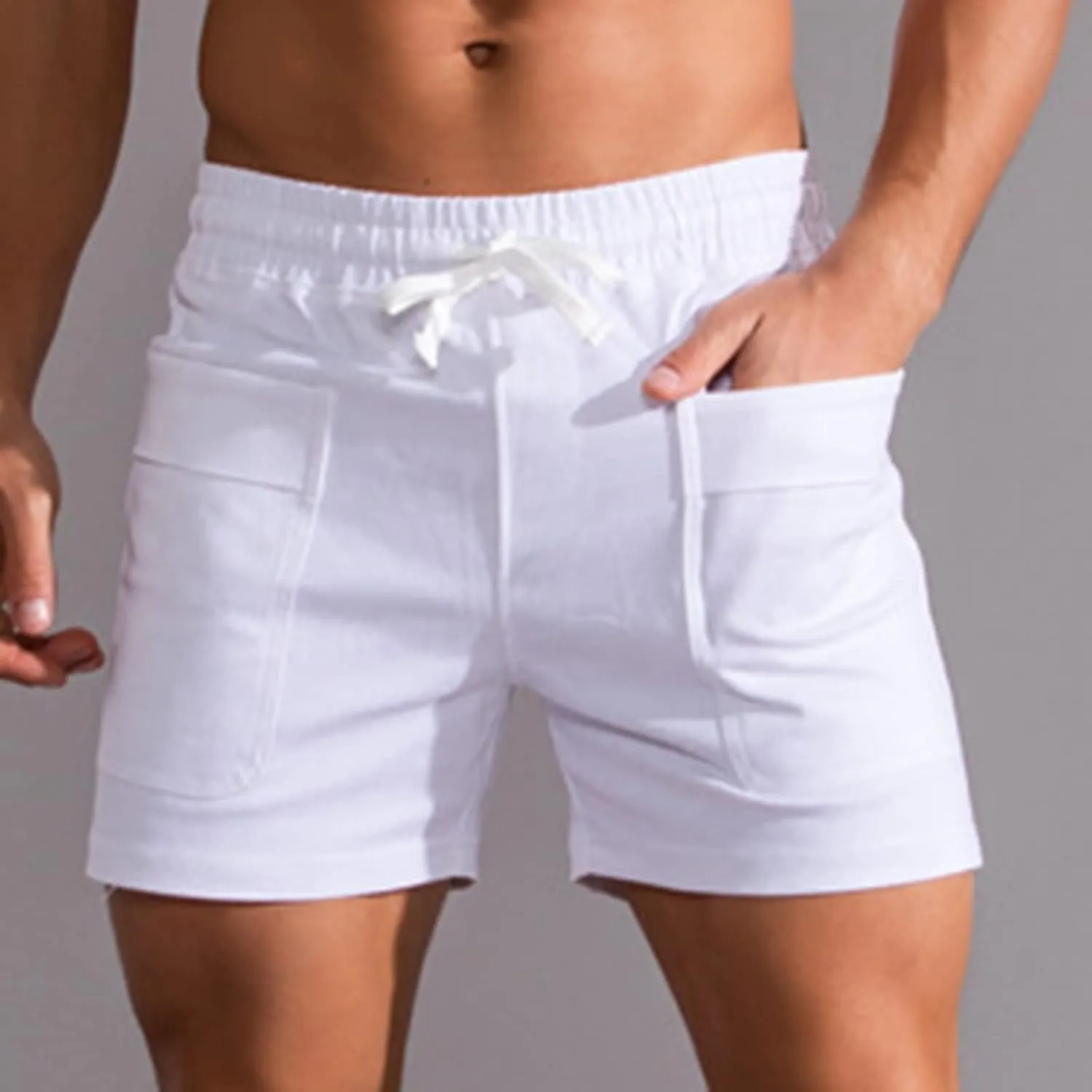 Lastesso Running Shorts Men Casual Flat Front Shorts Cotton Lightweight Running Shorts with Pockets Athletic Shorts Summer