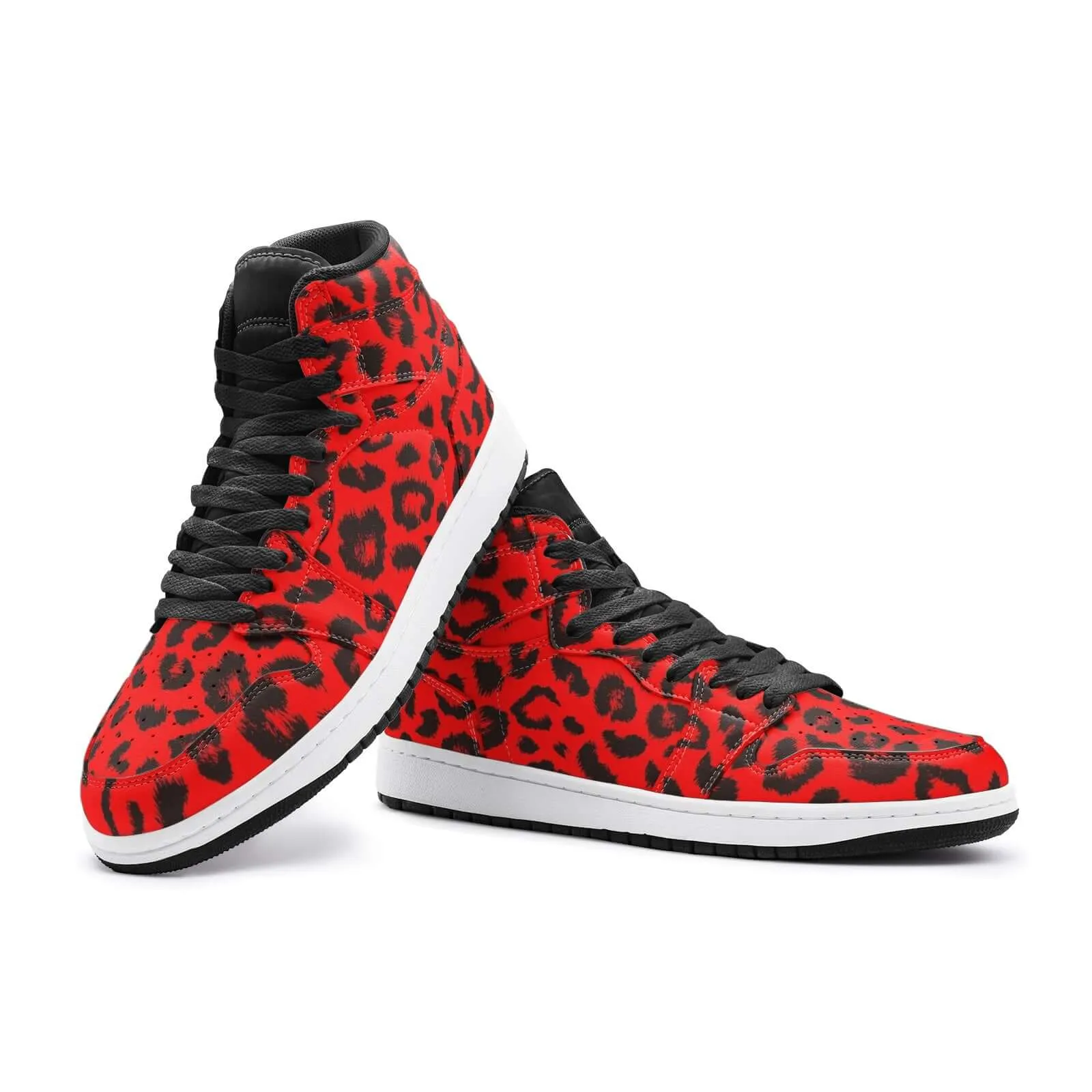 Leopard Sneakers AJ1 Style | High-top | Red & Black