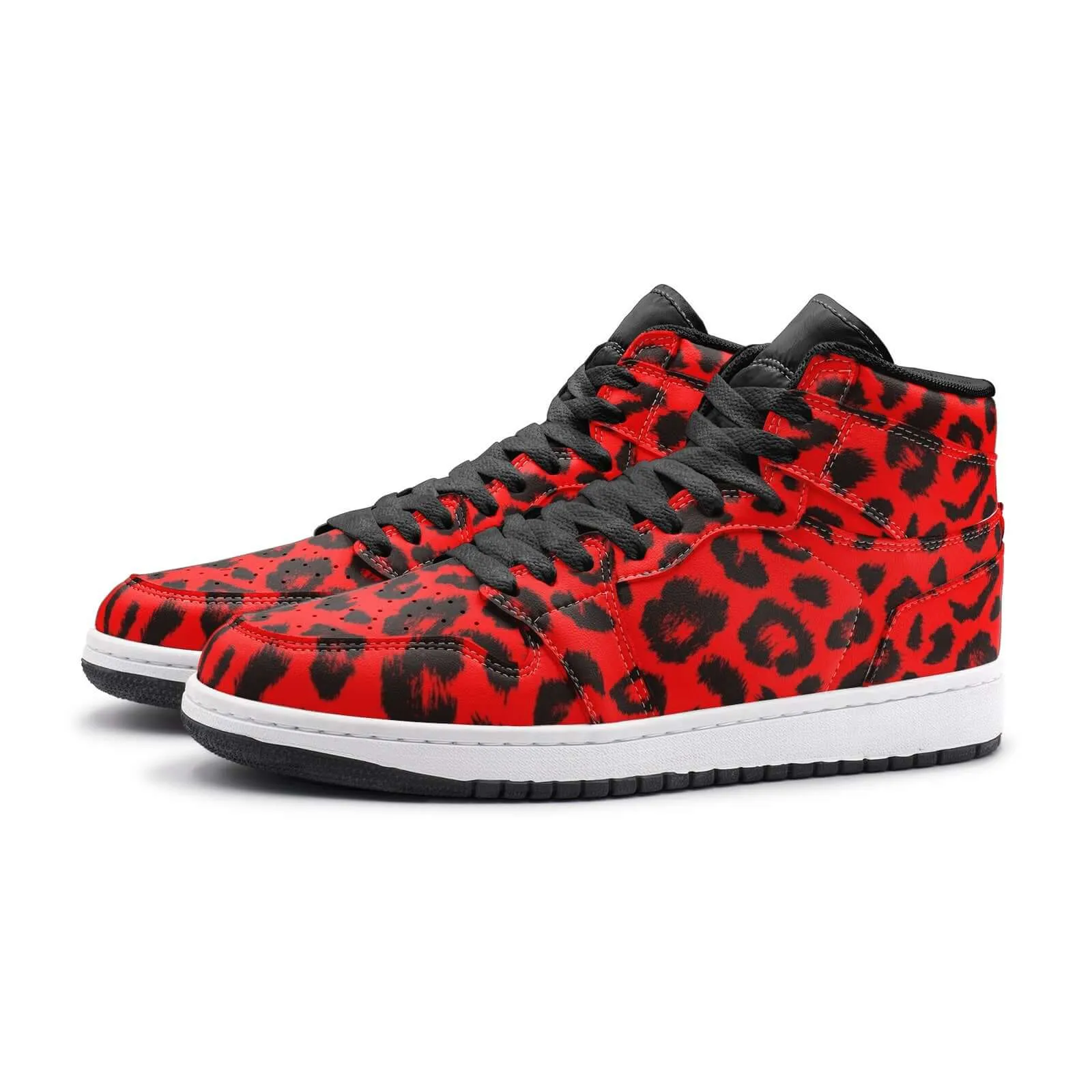 Leopard Sneakers AJ1 Style | High-top | Red & Black