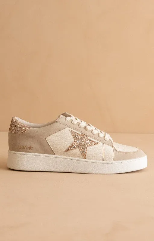 Liberty Beige Glitter Star Sneakers