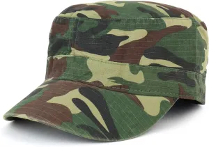 Lightweight Cotton Ripstop Fitted Army Style Flat Top Cap
