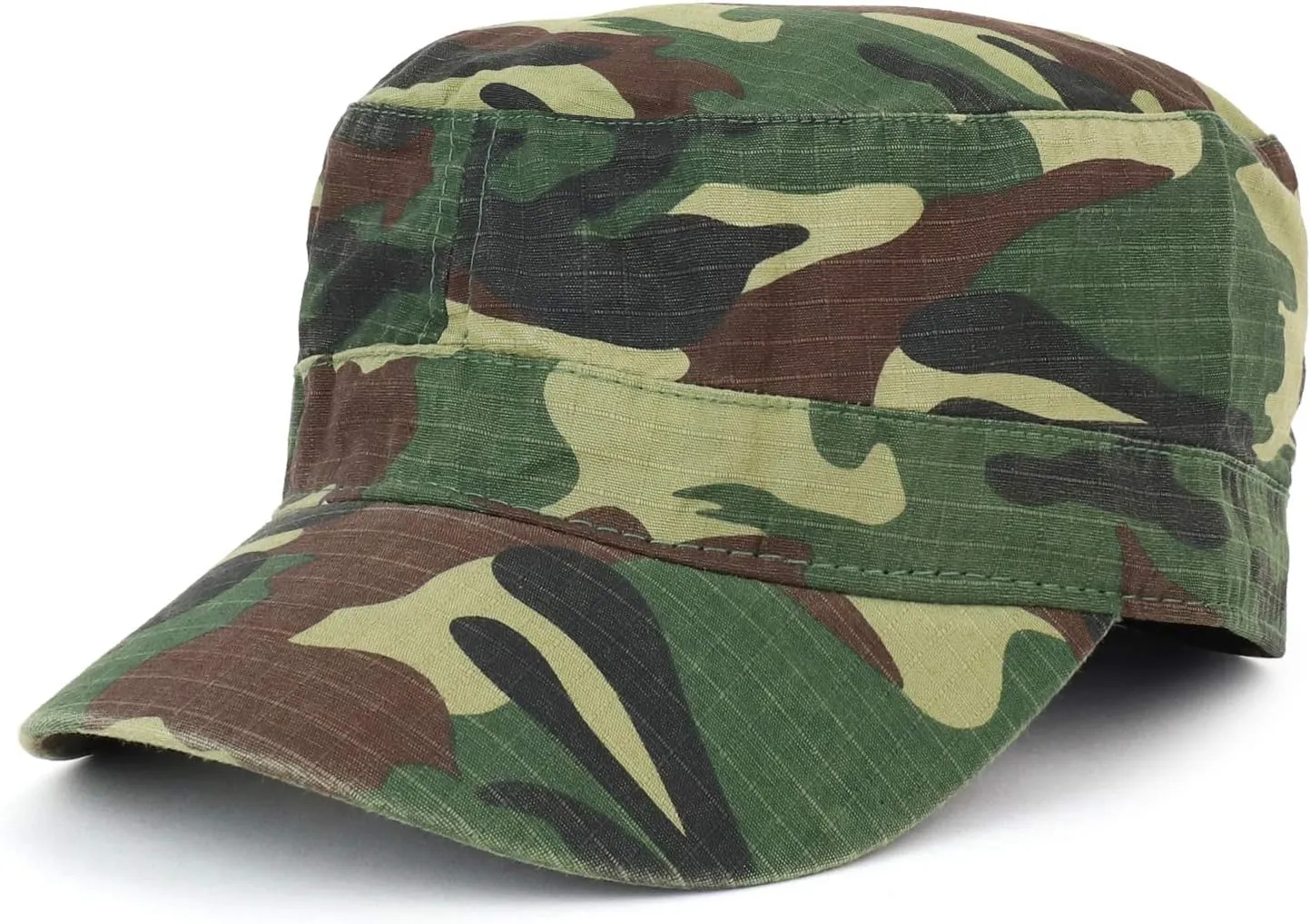 Lightweight Cotton Ripstop Fitted Army Style Flat Top Cap