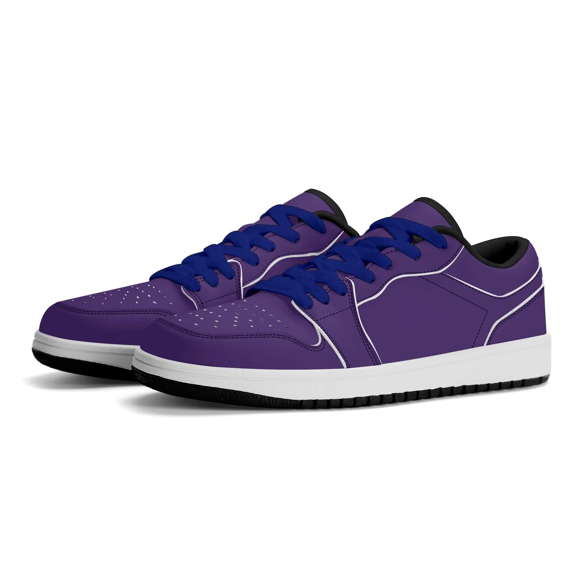 Lila Low Top Leder Sneaker für Herren