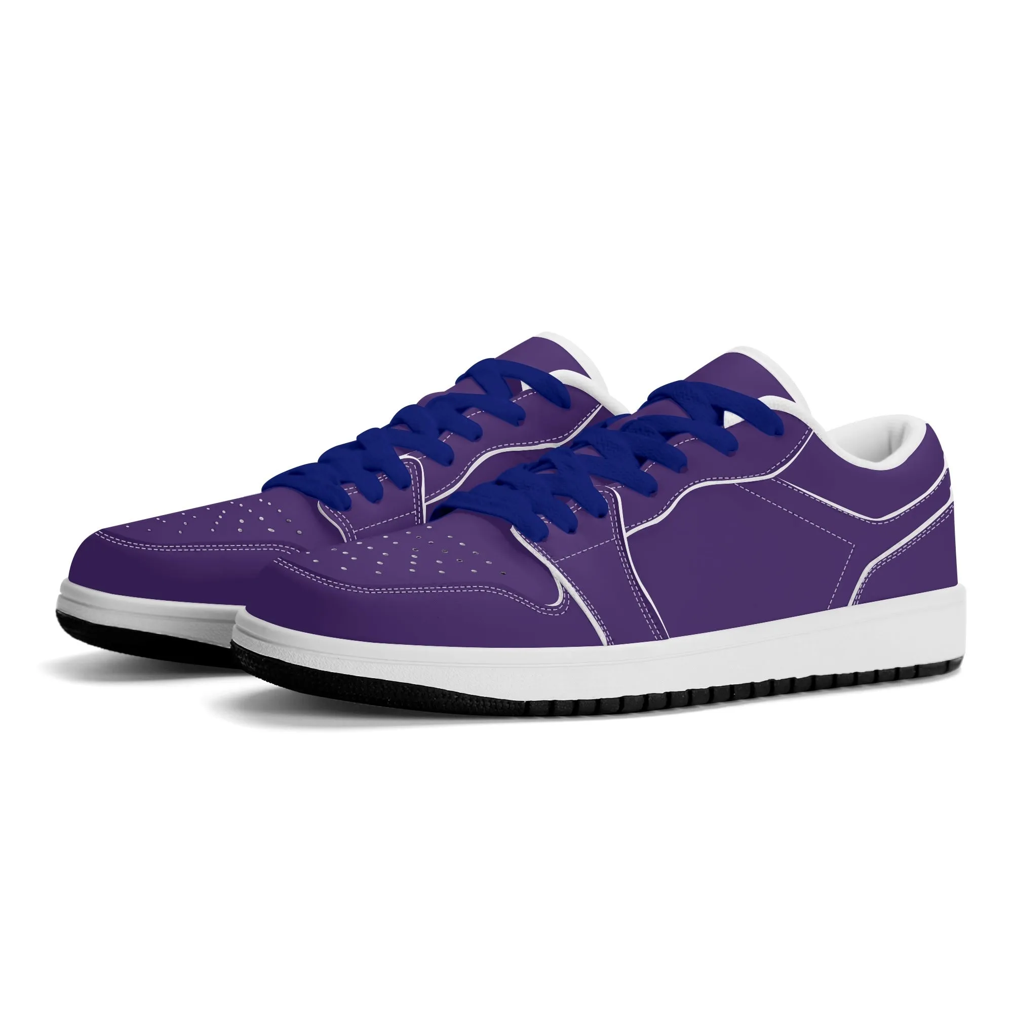 Lila Low Top Leder Sneaker für Herren