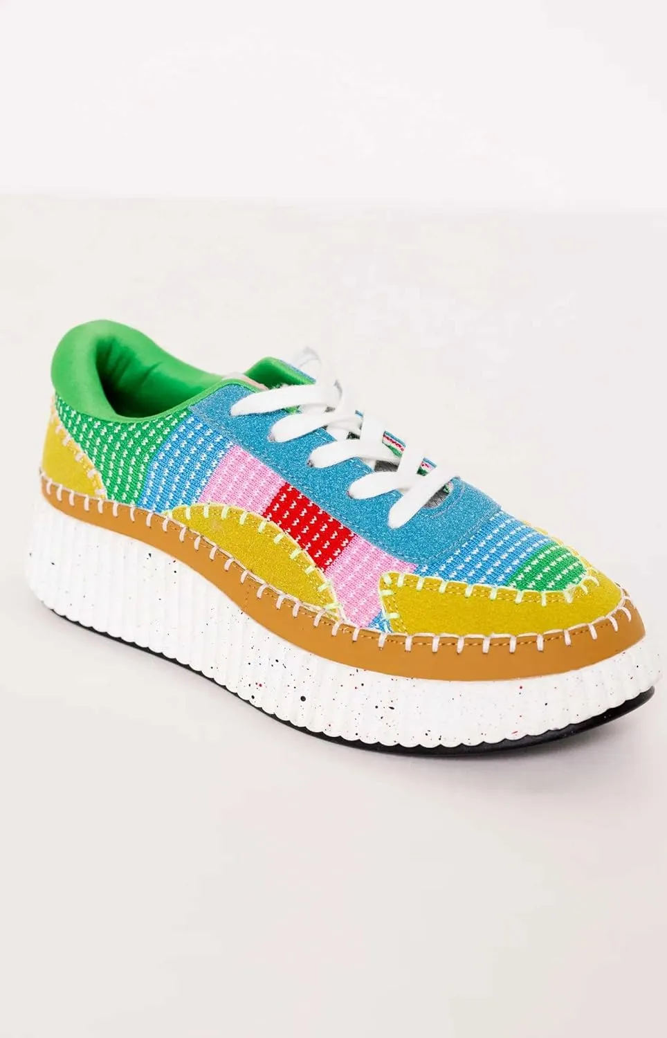 Liliana Jessy-1 Women's Knitted Low Top Patchwork Fashion Sneaker (Multiple, US Footwear Size System, Adult, Women, Numeric, Medium, 9)