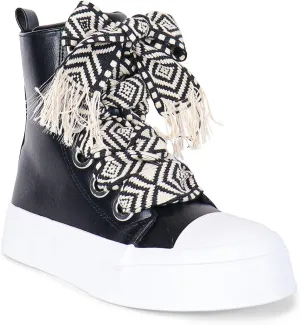 Liliana Women Platform Wide Laces High Top Sneaker with Zipper