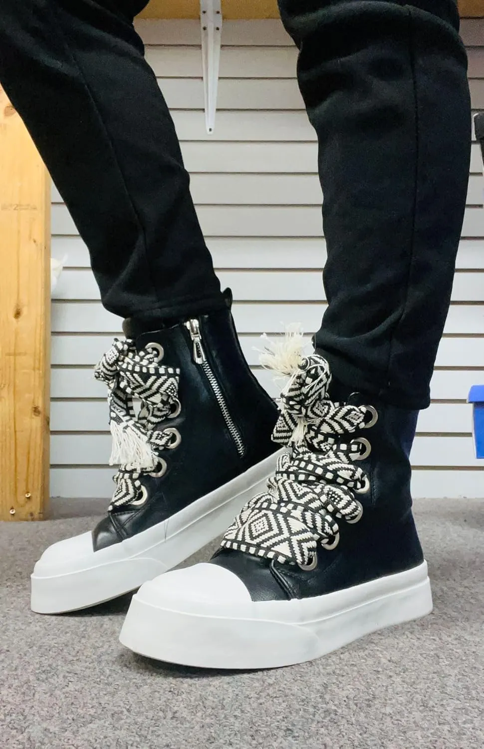 Liliana Women Platform Wide Laces High Top Sneaker with Zipper