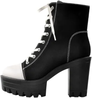 LISHAN Women's Platform Canvas High Heels