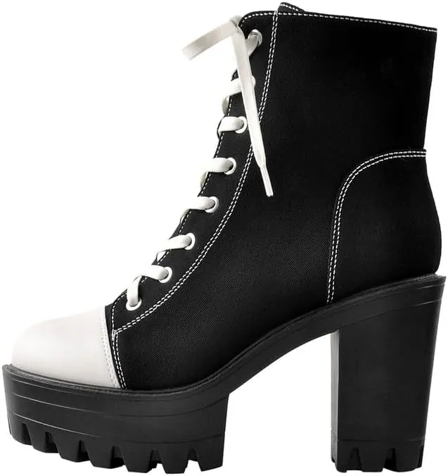 LISHAN Women's Platform Canvas High Heels
