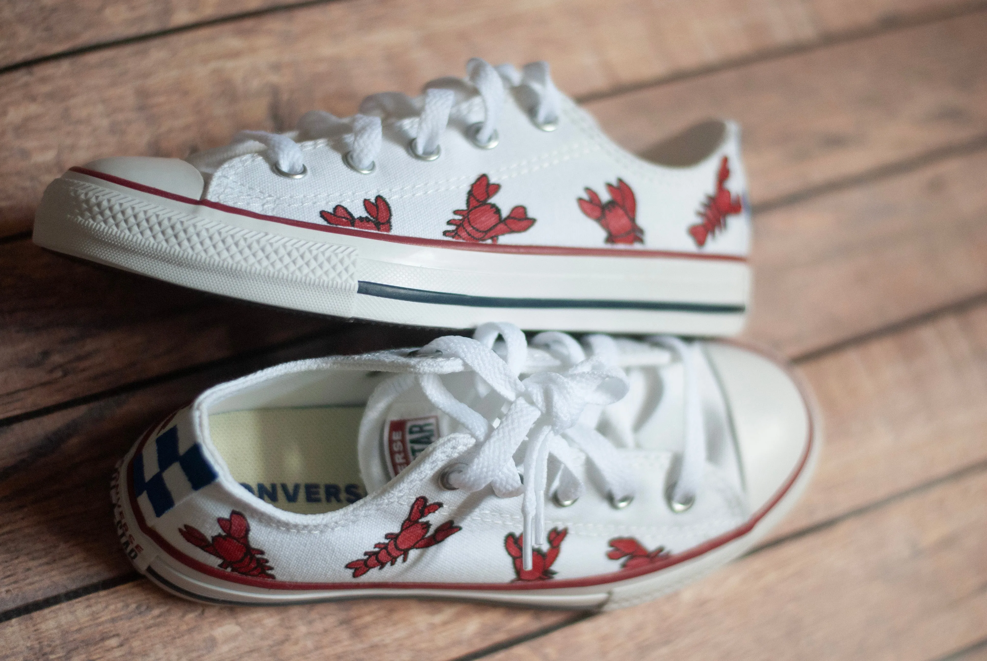 Lobster Low Top Converse | Handpainted Low Top Converse