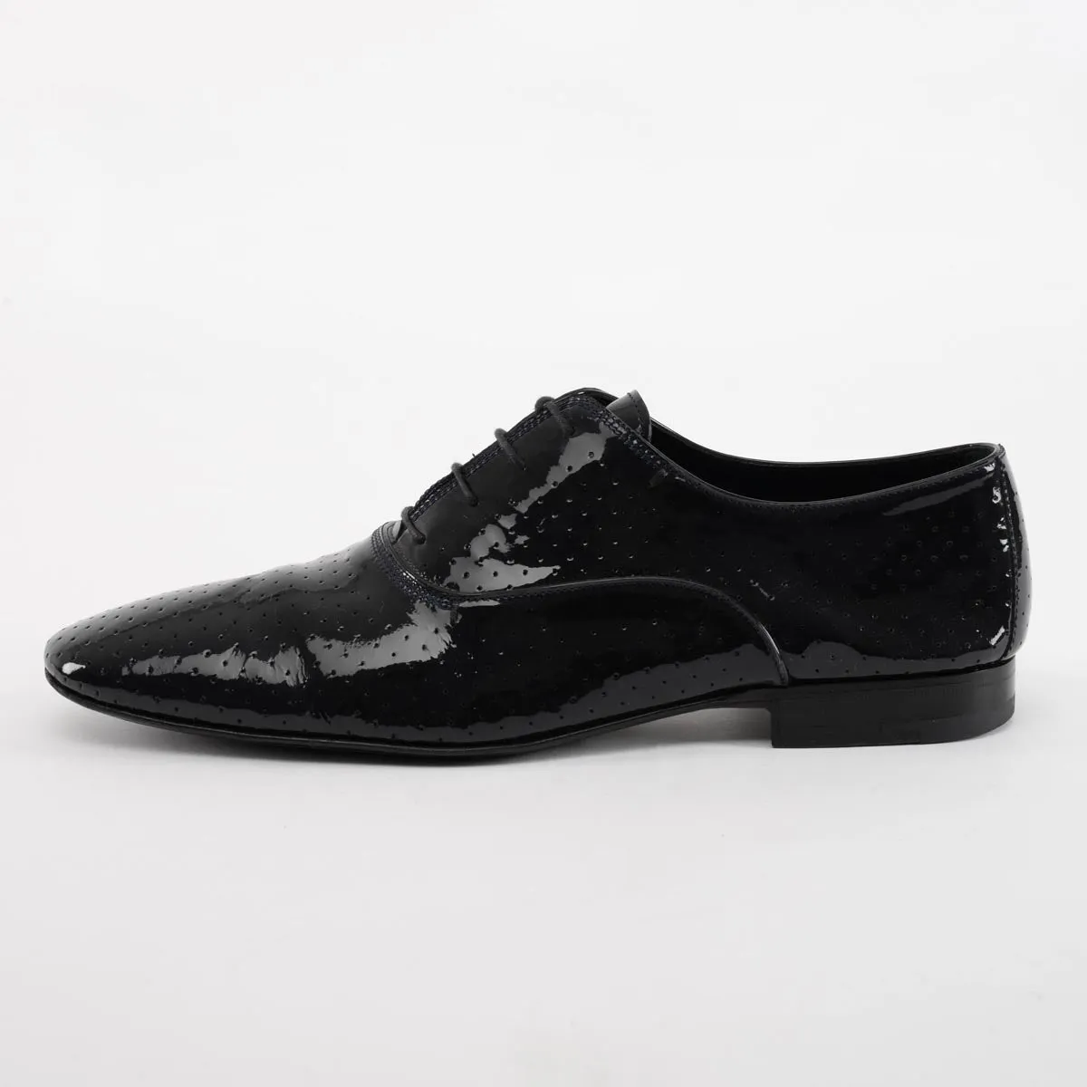 Louis Vuitton Black Perforated Patent Derby Shoes
