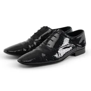 Louis Vuitton Black Perforated Patent Derby Shoes