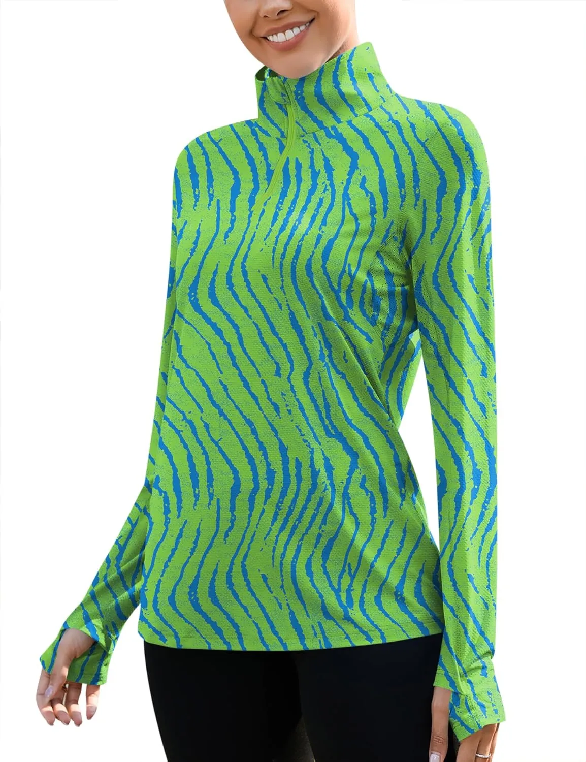 LUYAA Womens 1/4 zip UPF 50  Sun Shirt SPF Long Sleeve Lightweight UV Protection Clothing Hiking Fishing Outdoor