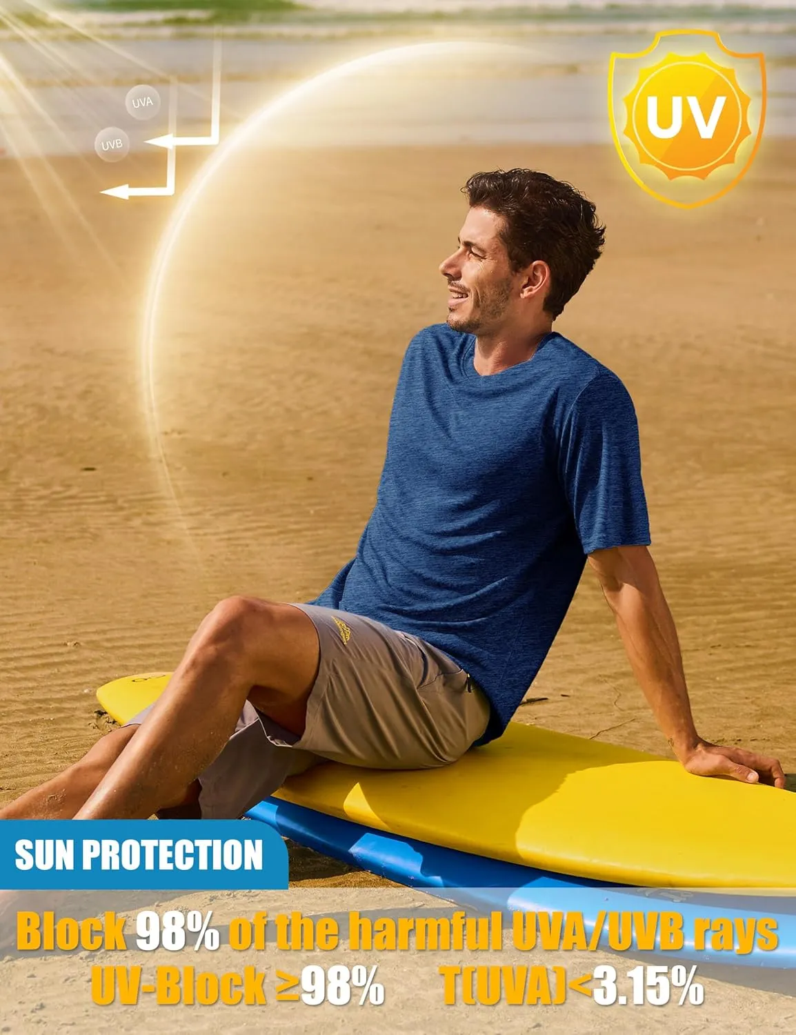 MAGCOMSEN Men's Short Sleeve Sun Protection Shirts Quick Dry Athletic T-Shirts Hiking Running Workout Gym Rash Guard
