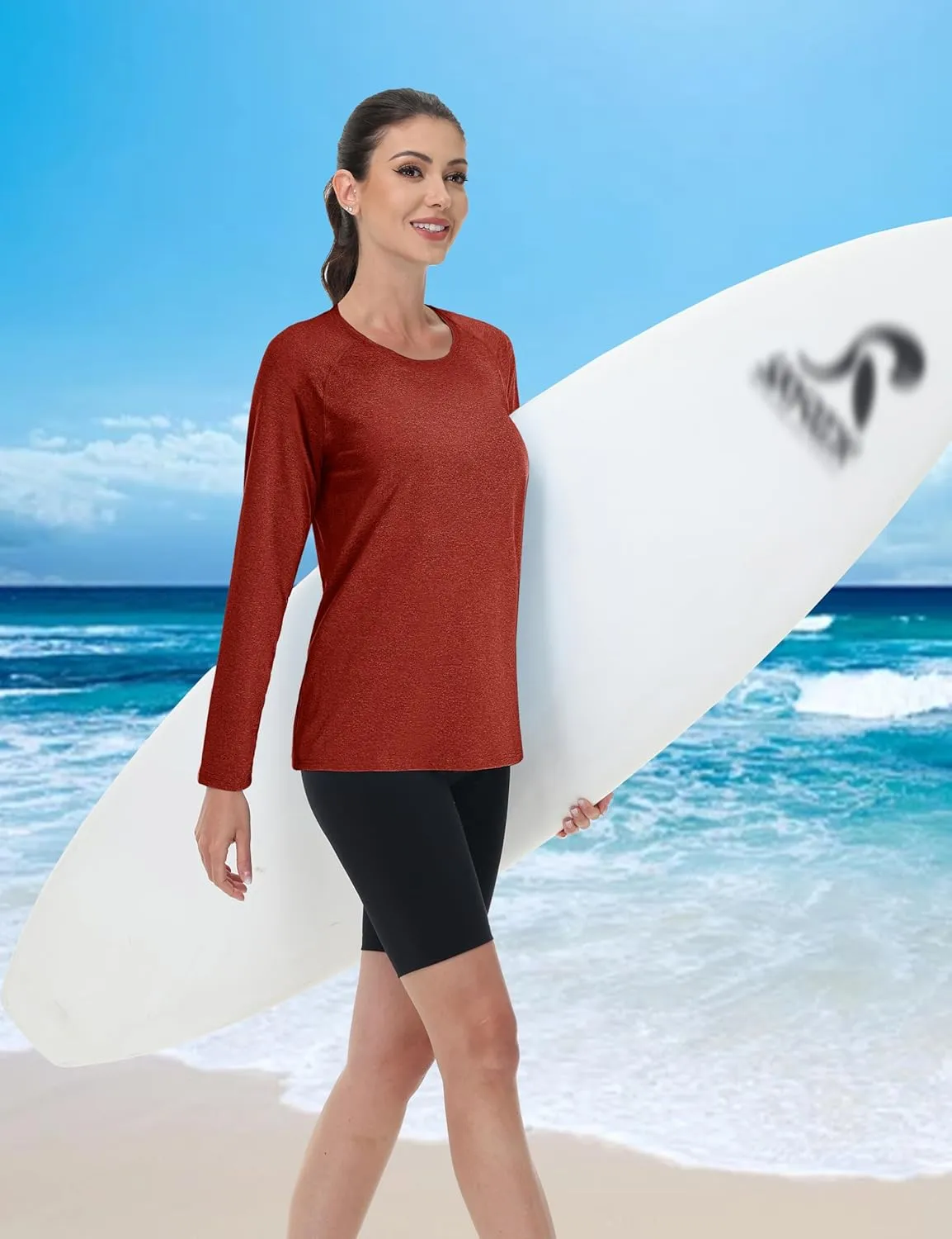 MAGCOMSEN Women's Long Sleeve Shirts UPF 50  Workout Tops Sun Protection Athletic Running Swim Rash Guard