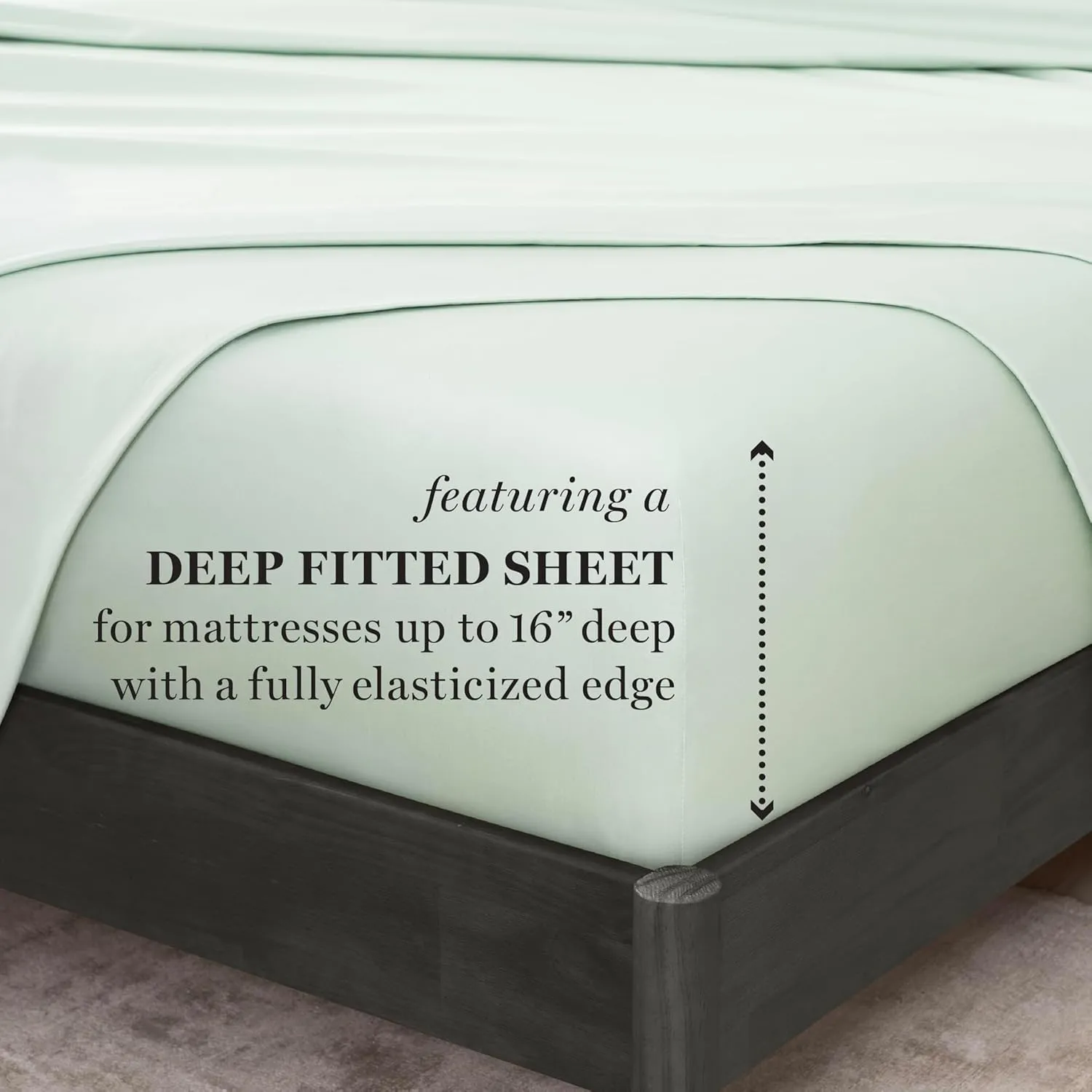 MARTHA STEWART 400TC 100% Egyptian Cotton Sateen Sheet Set, Sage Green, 4 Piece - 1 Flat Sheet, 1 Fitted Sheet, 2 King Pillowcases, Soft & Breathable, Premium Bed Sheets, Solid Color, King Size