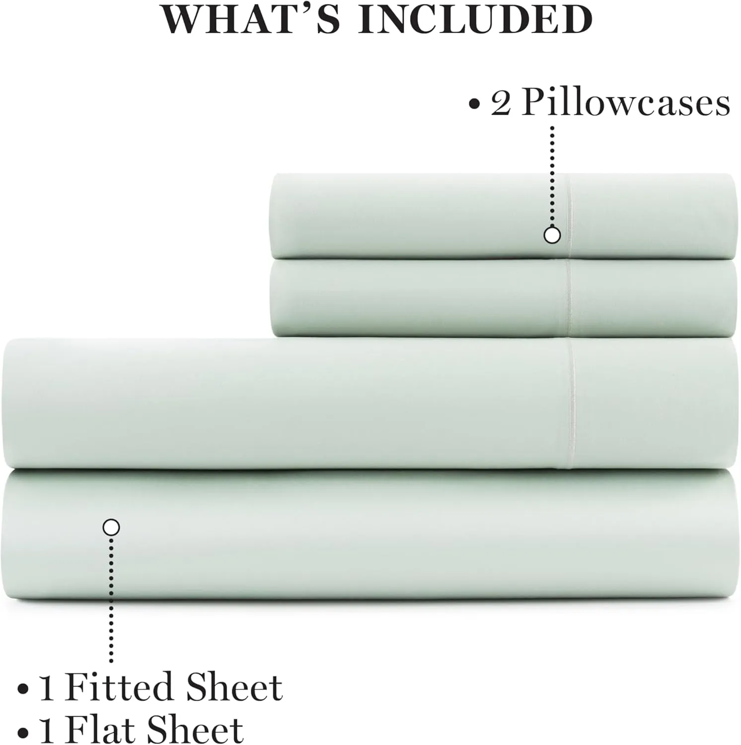 MARTHA STEWART 400TC 100% Egyptian Cotton Sateen Sheet Set, Sage Green, 4 Piece - 1 Flat Sheet, 1 Fitted Sheet, 2 King Pillowcases, Soft & Breathable, Premium Bed Sheets, Solid Color, King Size