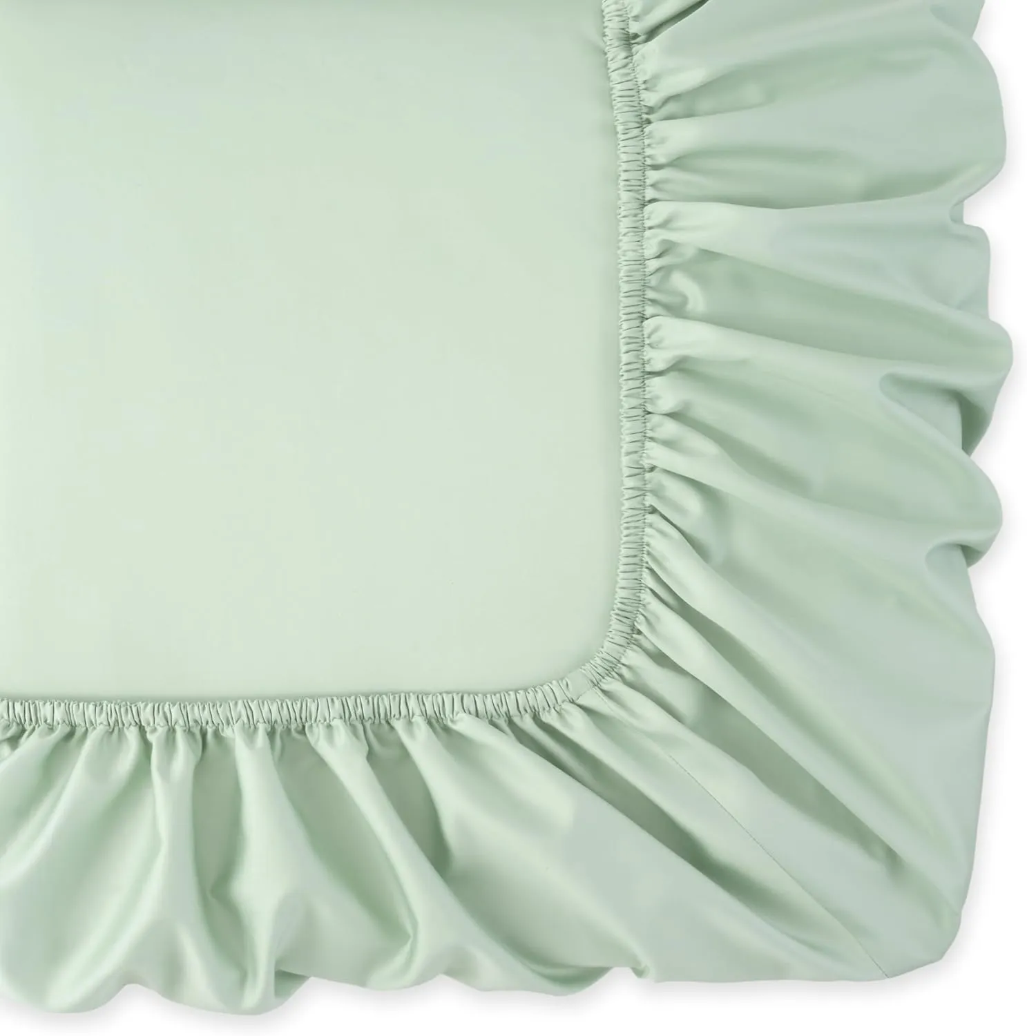 MARTHA STEWART 400TC 100% Egyptian Cotton Sateen Sheet Set, Sage Green, 4 Piece - 1 Flat Sheet, 1 Fitted Sheet, 2 King Pillowcases, Soft & Breathable, Premium Bed Sheets, Solid Color, King Size