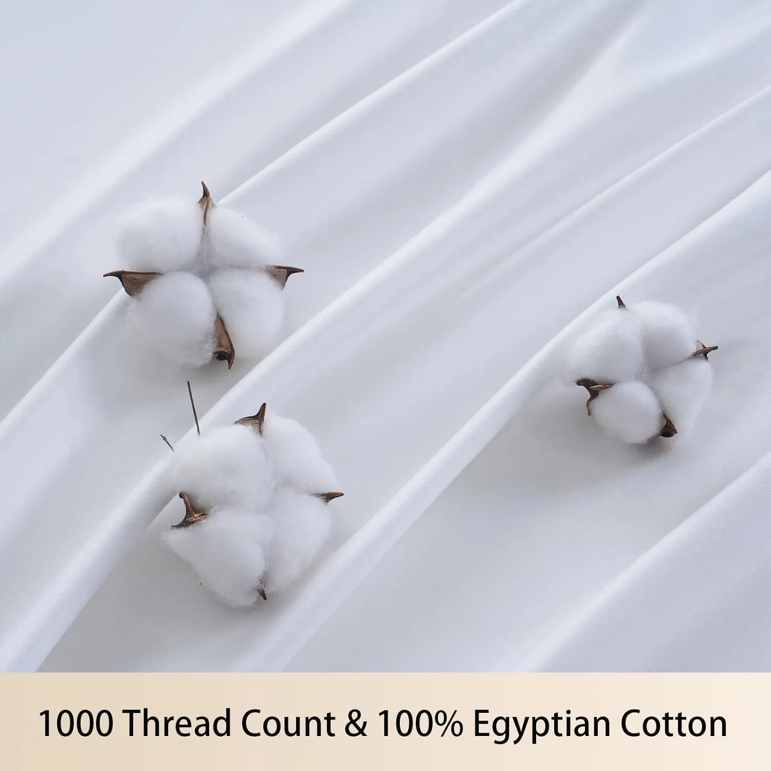 MEISHANG Extra Deep Pocket Queen Sheets Cotton - 1000 Thread Count Sheets Queen - Fits 18"-24" in Deep Mattress,100% Egyptian Cotton,Sateen Weave, Soft & Breathable - 4 Piece (Queen, White)