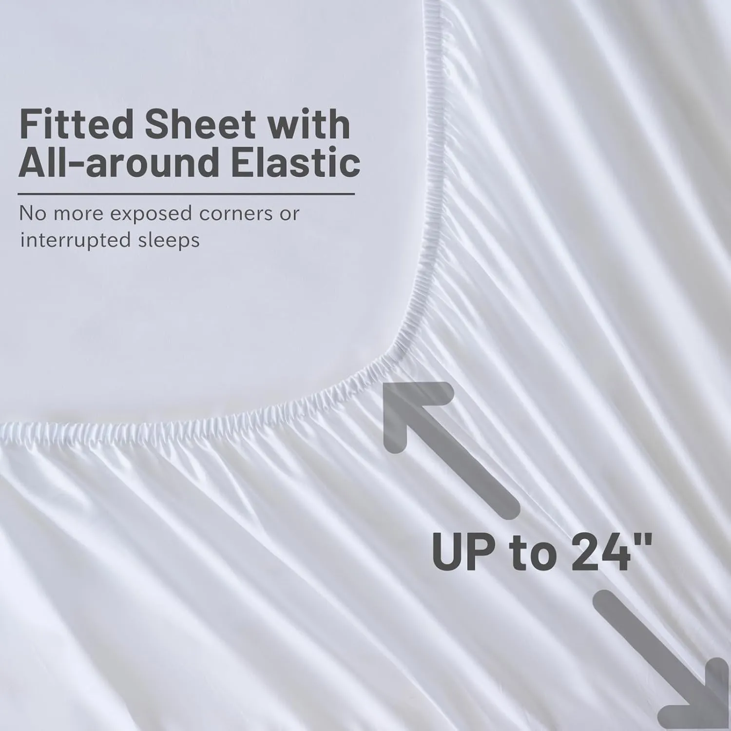 MEISHANG Extra Deep Pocket Queen Sheets Cotton - 1000 Thread Count Sheets Queen - Fits 18"-24" in Deep Mattress,100% Egyptian Cotton,Sateen Weave, Soft & Breathable - 4 Piece (Queen, White)
