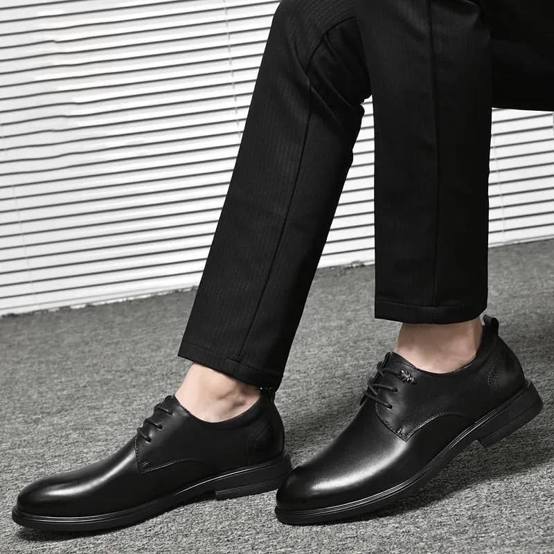 Men Classic Lace Up Wingtip Oxford Shoes Classic Round Toe Lace Up Lug Sole Soft Bottom Business Work Dress Shoes Non-Slip Heightening Derby Shoes