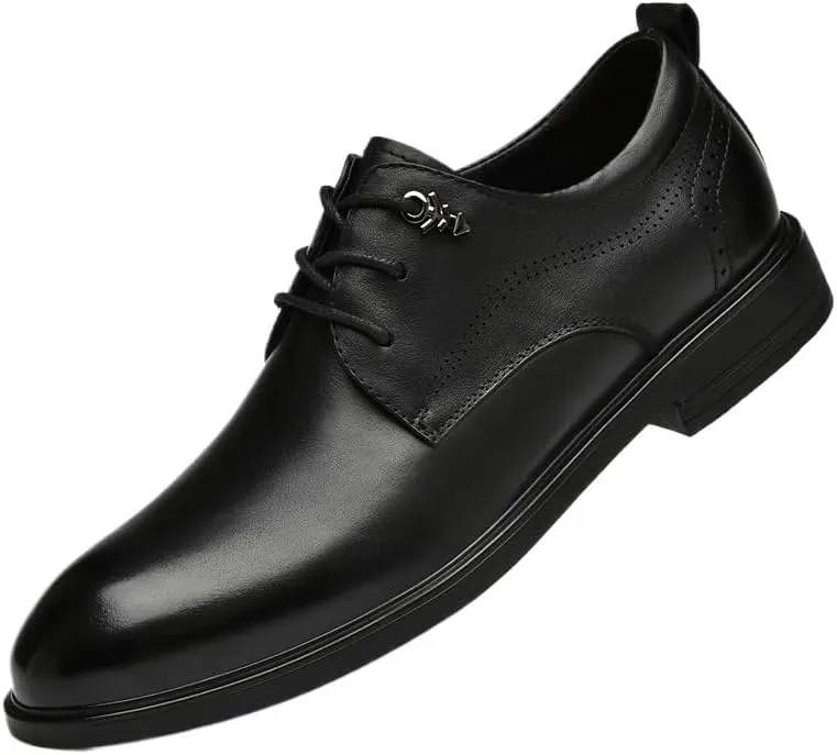 Men Classic Lace Up Wingtip Oxford Shoes Classic Round Toe Lace Up Lug Sole Soft Bottom Business Work Dress Shoes Non-Slip Heightening Derby Shoes