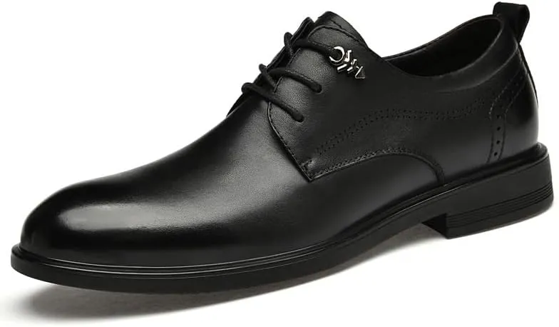 Men Classic Lace Up Wingtip Oxford Shoes Classic Round Toe Lace Up Lug Sole Soft Bottom Business Work Dress Shoes Non-Slip Heightening Derby Shoes