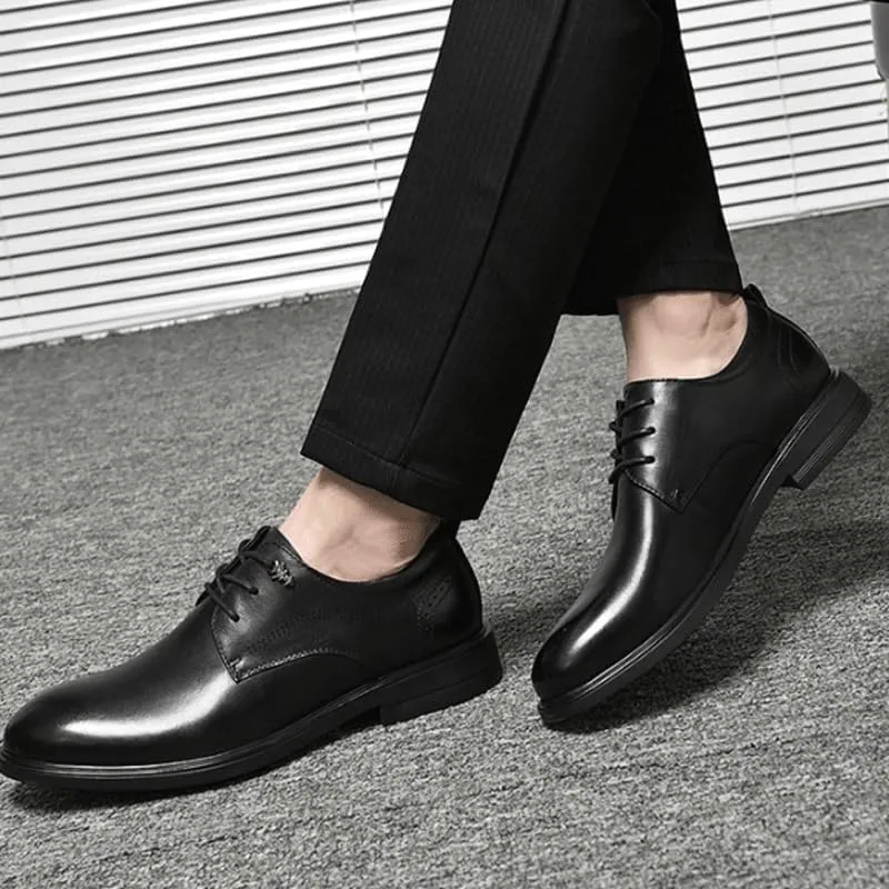 Men Classic Lace Up Wingtip Oxford Shoes Classic Round Toe Lace Up Lug Sole Soft Bottom Business Work Dress Shoes Non-Slip Heightening Derby Shoes