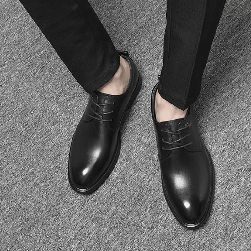 Men Classic Lace Up Wingtip Oxford Shoes Classic Round Toe Lace Up Lug Sole Soft Bottom Business Work Dress Shoes Non-Slip Heightening Derby Shoes