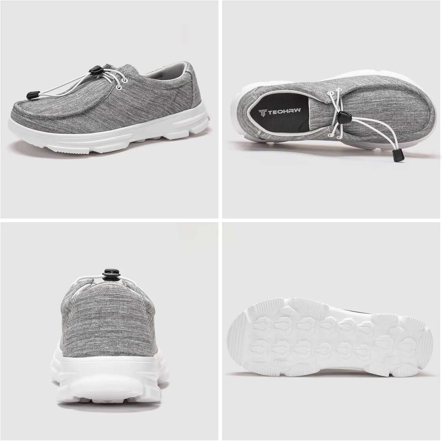 Men Extra Wide Shoes Casual Loafers Slip On Comfortable and Breathable Boat Shoes with Arch Support Insole