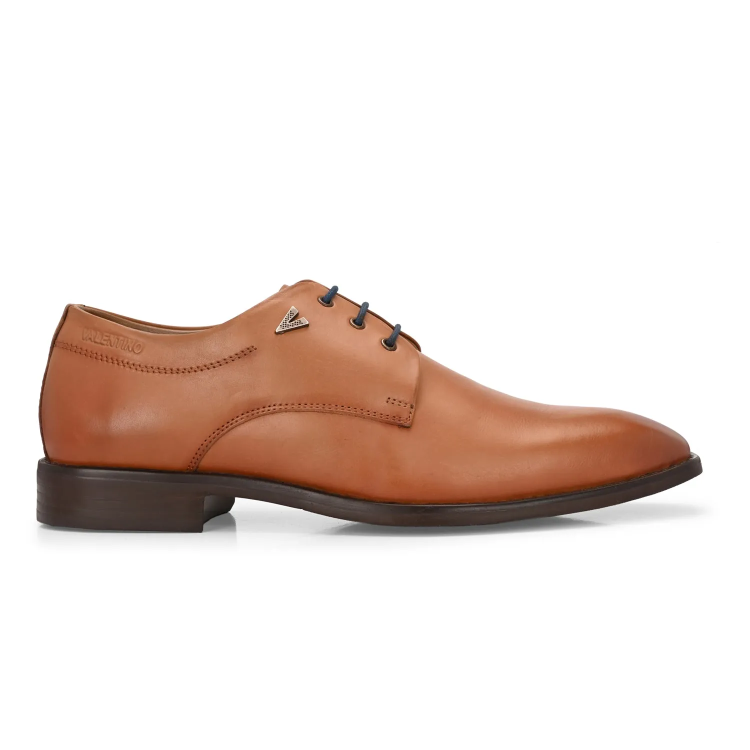 Men Premium Leather Tan Lace-Up Formal Derby Shoes (Giness-52)