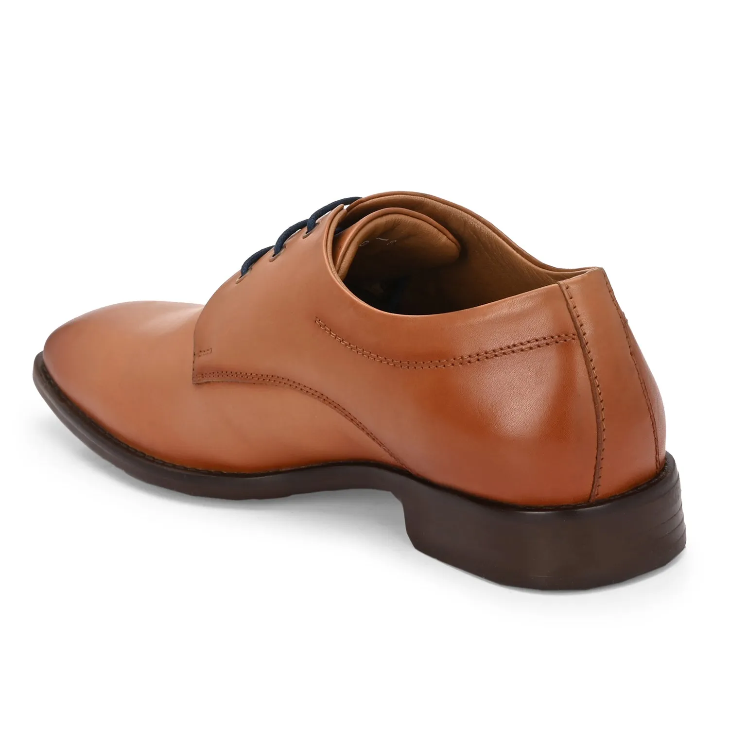 Men Premium Leather Tan Lace-Up Formal Derby Shoes (Giness-52)