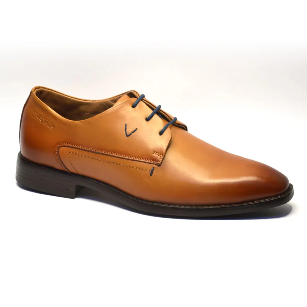 Men Premium Leather Tan Lace-Up Formal Derby Shoes (Giness-55)