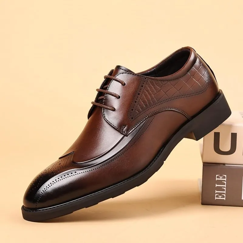 Men's Alligator Crocodile Print Oxfords Fashion Lace Up Dress Shoes Retro Round Toe Comfortable Lug Sole Non-Slip Derby Shoes for Men