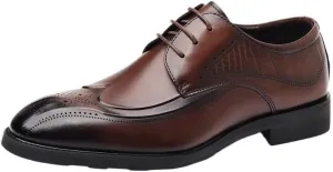 Men's Alligator Crocodile Print Oxfords Fashion Lace Up Dress Shoes Retro Round Toe Comfortable Lug Sole Non-Slip Derby Shoes for Men