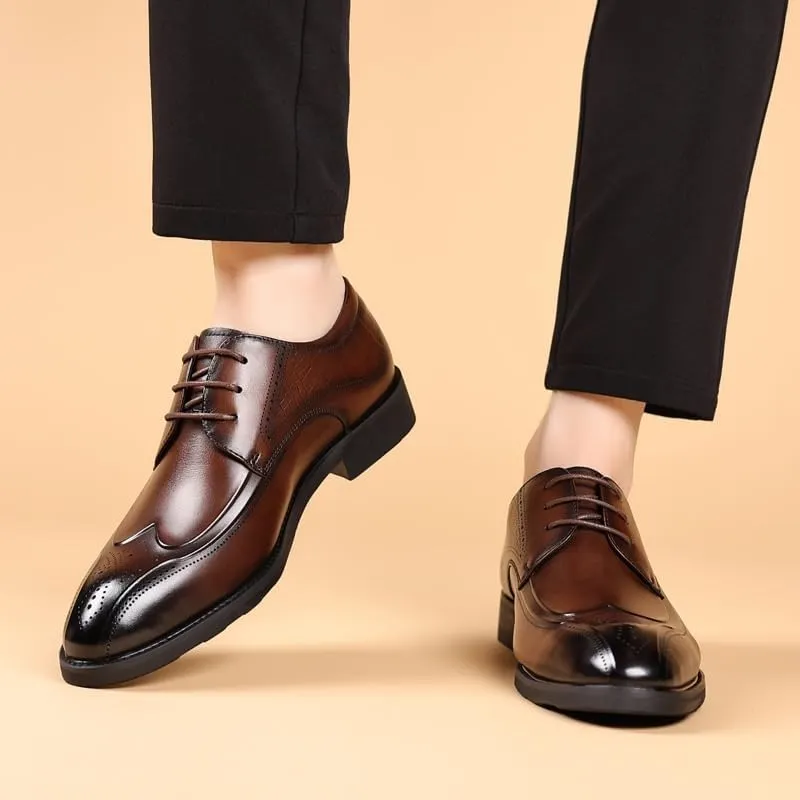 Men's Alligator Crocodile Print Oxfords Fashion Lace Up Dress Shoes Retro Round Toe Comfortable Lug Sole Non-Slip Derby Shoes for Men