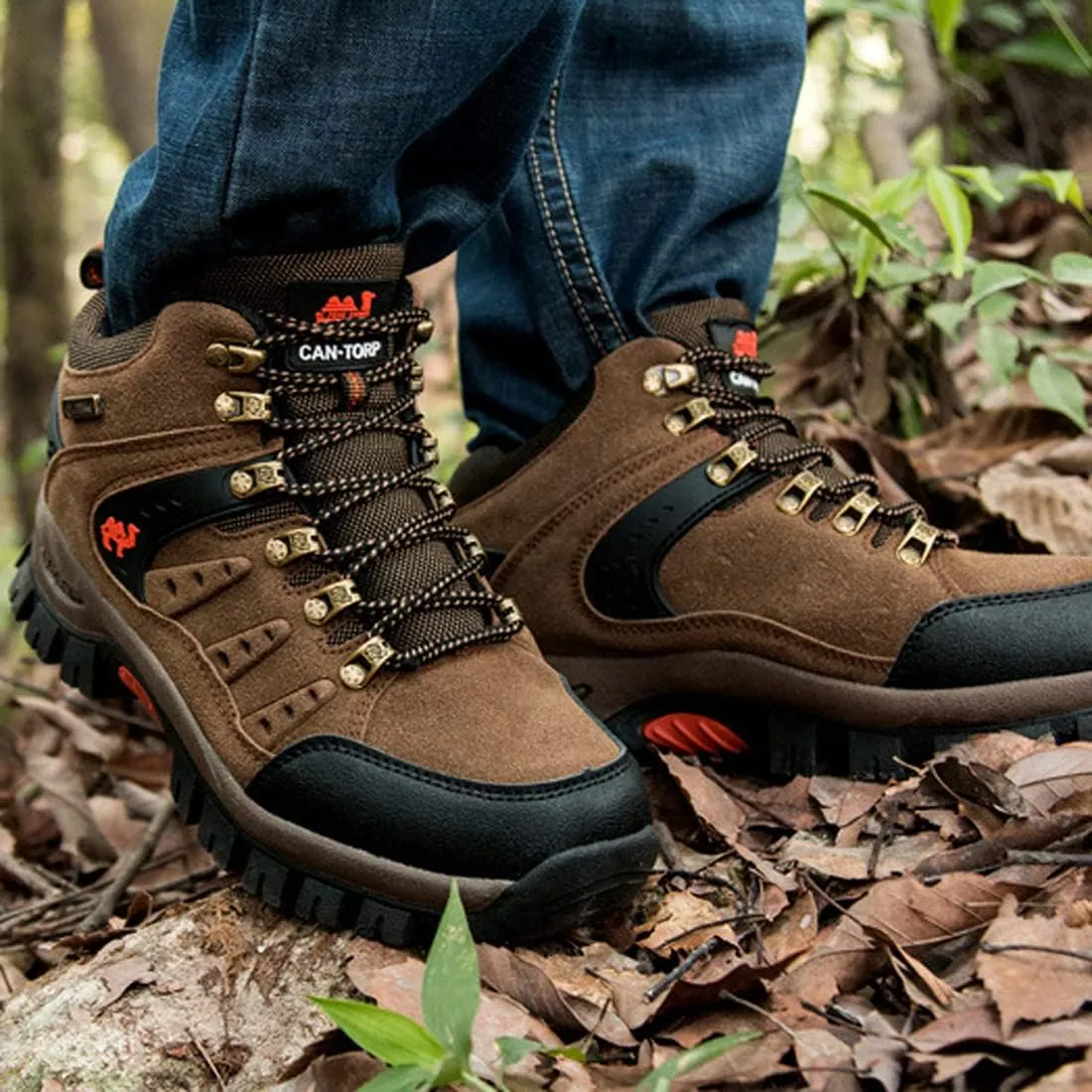 Men's Ankle High Trekking Boots Waterproof Backpacking Hiking Trails Shoes