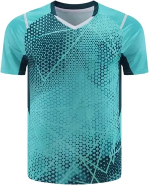 Men's Badminton Jersey T-Shirt, Quick-Drying Short Sleeve for Breathable Training