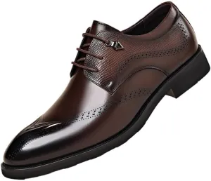 Men's Breathable Leather Wingtip Brogue Oxfords Office Working Derby Shoes