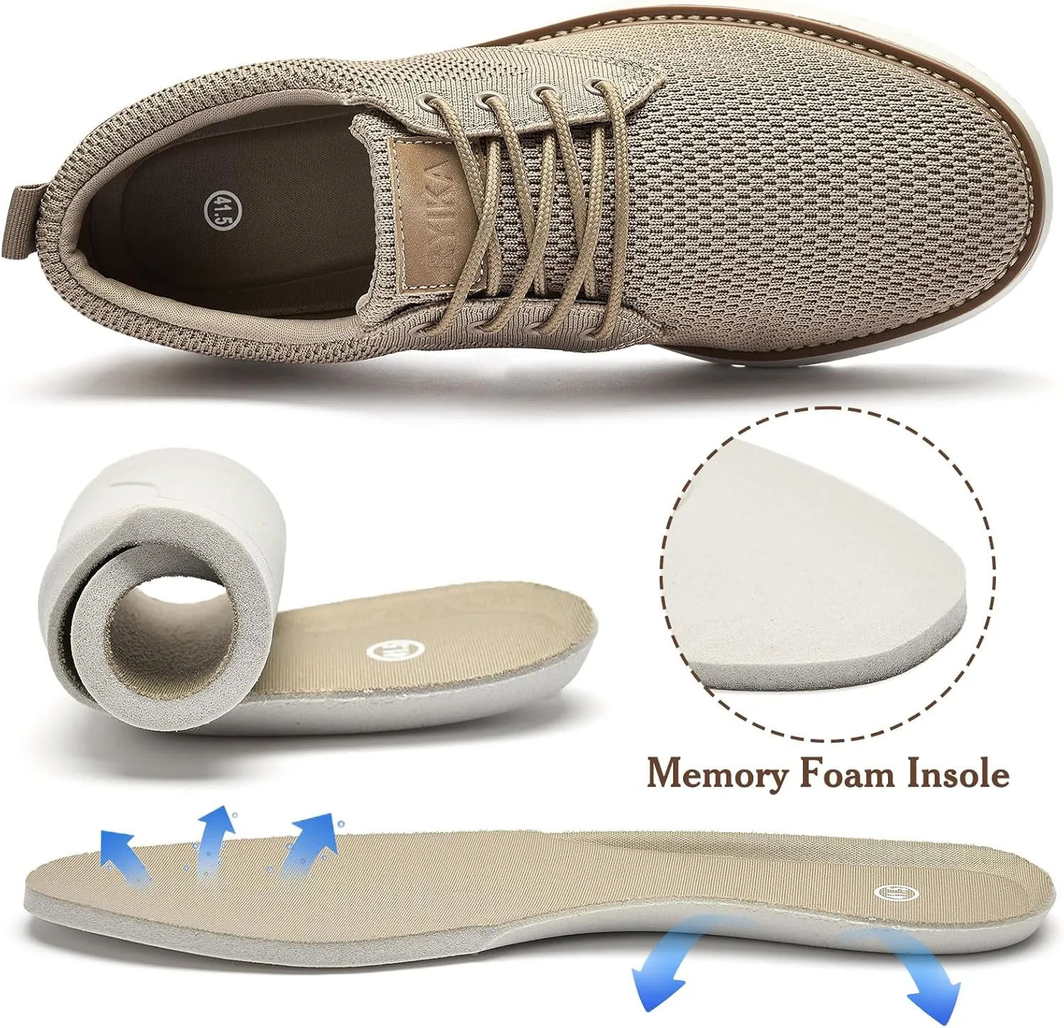 Men's Breathable Mesh Comfortable Business Casual Shoes with Sneakers Design for Long Standing, Office Work, Formal Occasions & Walking