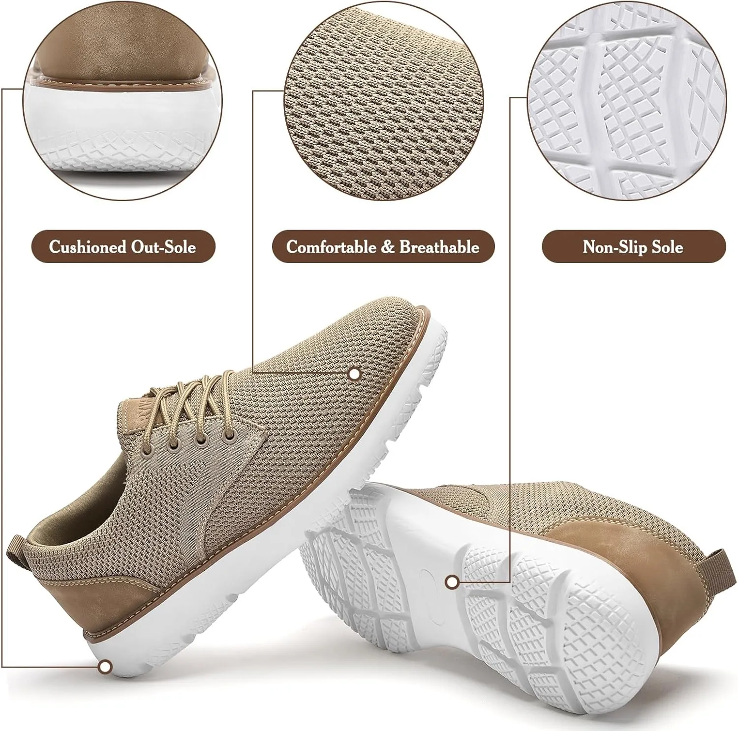 Men's Breathable Mesh Comfortable Business Casual Shoes with Sneakers Design for Long Standing, Office Work, Formal Occasions & Walking